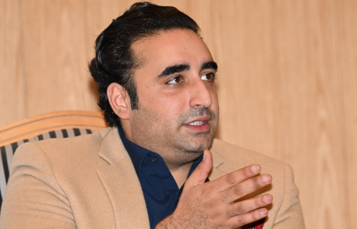Pakistan Peoples Party Chairman Bilawal Bhutto-Zardari addresses a press conference.